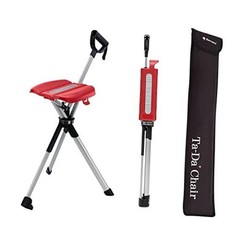 Ta-Da Chair Series 2- Portable Walking Stick, Cane with Seat, L (36.2″) Red