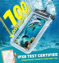 Waterproof Phone Pouch, Waterproof Phone Case with Crossbody Lanyard 2 Clear