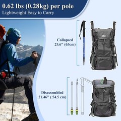 Trekking Poles AntiShock Telescopic Collapsible Hiking Camping Walking Poles 13