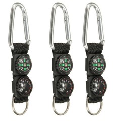 Multifunction Mini Compass Camping Survival Thermometer Keychain Carabiner Hooks