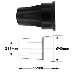 Ferrule for Walking Stick Crutch 18mm Black Rubber Foot pad Protector Frame Grip