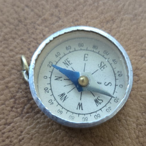 Vintage Compass Tool with Magnifying Lens & Mirror