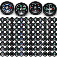 100 Pcs Mini Survival Compass 20mm – Oil Filled Pocket Compass for Camping, Hiki
