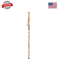 Big Ball Head Twisted Style Wooden Walking Stick for Hiking with Compass Natu…