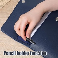 Leather Document Folder, A4 File Document Holder Waterproof Portfolio Blue