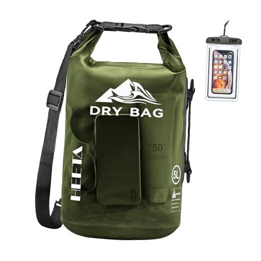 Green Waterproof Dry Bag – 10L/20L/30L/40L Roll Top 5L – Pitch Green