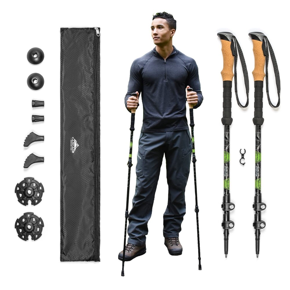Trekking Poles – Aluminum Hiking Walking Sticks with Adjustable Locks Expanda…