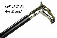 Lot Of 10 Walking Brass Handle Eagle Stick Cane Wooden 3 Fold Stick Halloween
