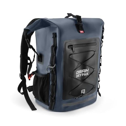 Blue Waterproof Backpack – 55L/85L – Heavy Duty Roll-Top Hiking Bag – 35L