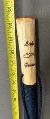 “Lake Geneva” Hiking stick, 55 1/2″ tall, blue paracord grip & lanyard, compass