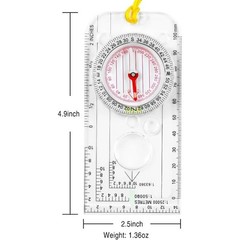 Compass Ruler Magnifying Scale Scout Hiking Camping Boating Orienteering Map US