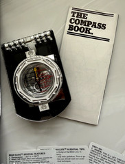 Vintage 1983 Brunton 8040G Elite Mirrored Sighting Compass USA Made w/ Pouch