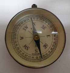 Brass Compasses 2 Handheld German N E S W Glass w Cover Lot Pair