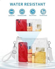 Clear Bag for Stadium Events, Clear Purse with Detachable Strap, Sports White