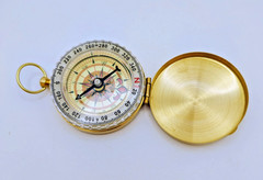 Brass Compass with Key Chain Ring Camping Hiking Hunting Survival