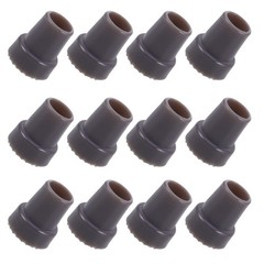 12Pcs Heavy Duty Reusable Rubber Cane Tips for Stability Grey Walking Stick Ends