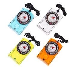 4 Pcs Outdoor Compass with Adjustable Transparent+Blue+Green+Orange