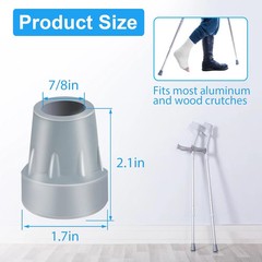 Crutch Tips, 2 Pack 7/8 Inch Heavy Duty Replacement Cane Tips Rubber Crutch Tips