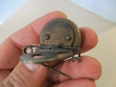ANTIQUE 1930’s Marbles Gladstone Mich. brass original compass lapel pin compass