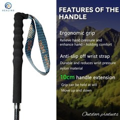 OK HEALING 5-Section Folding 3K Carbon Fiber Trekking Poles Hiking Walking Stick