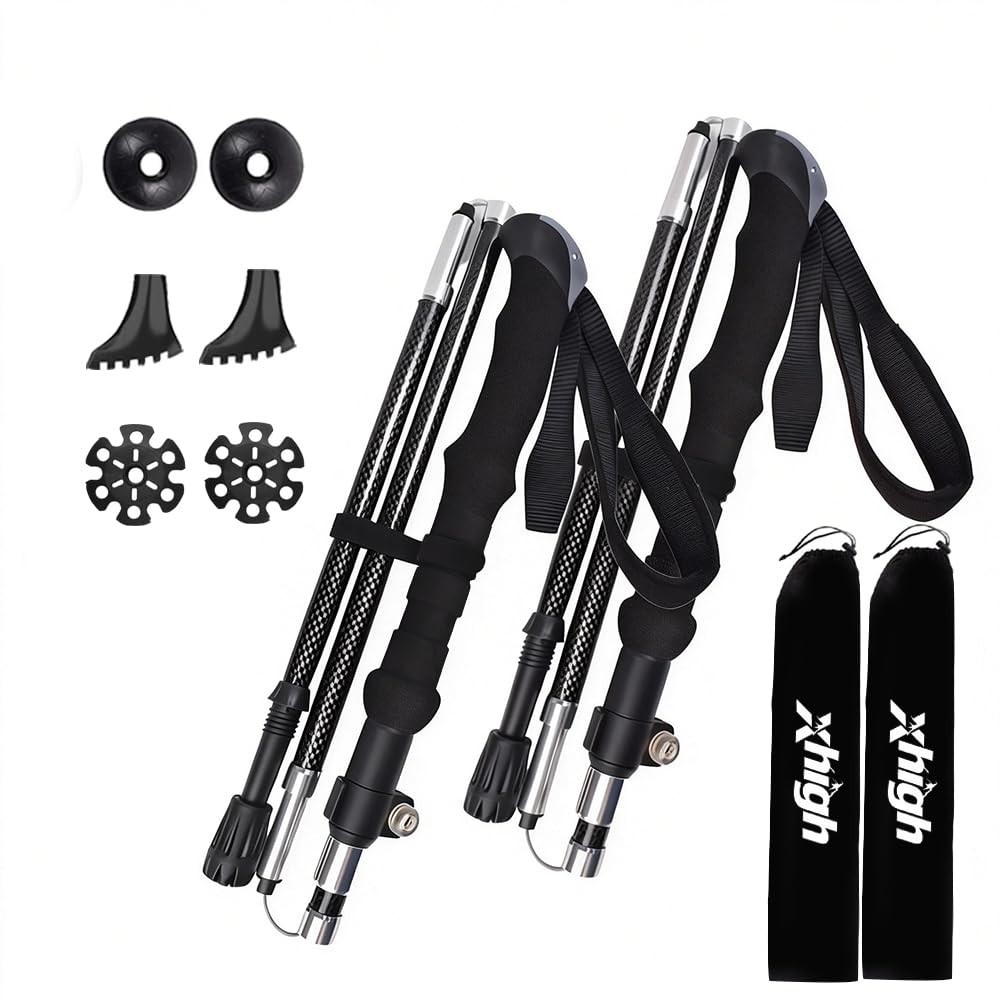 Ultralight 7.6oz 100% Carbon Fiber Trekking Poles, 2-Pack Collapsible Anti-Sh…