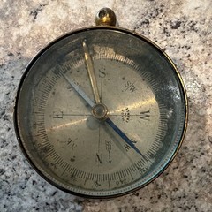 Vintage Round Brass Metal Pocket Compass w/ Lid, Direction Dial for Hiking