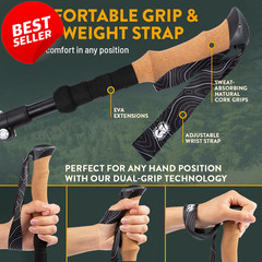Foldable Hiking Poles Adjustable Lightweight Aluminum Cork EVA Grips – US