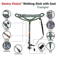 Camou Outdoor Walking Stick with Adjustable Seat Shooting Stick Hunting Stool