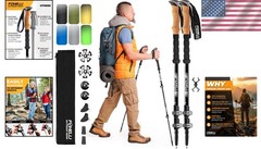 Ultralight Cork Grip Trekking Poles with Flip Locks – Hiking Accessories Set