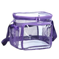 BORMELUN Medium Clear Bag with Pockets, gallon lunch boxes Dark Purple-1 pack