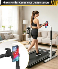 Adjustable Walking Pad Handle Bar with Phone & Cup Holder, 31-45 Inch