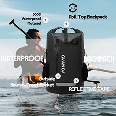Waterproof Roll Top Kayak Dry Backpack, Floating Outdoor Dry Sack 35L Black