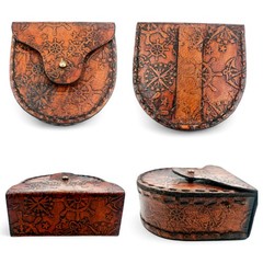 Brass Pocket Compass Antique Nautical Replica Leather Case 45mm