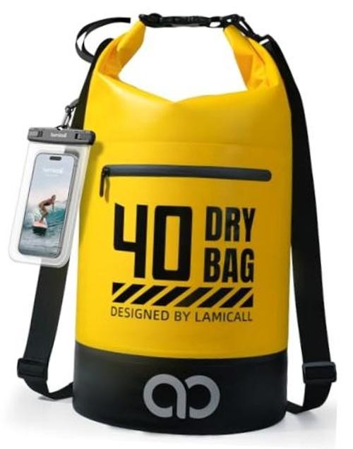 Waterproof Dry Bag with Phone Pouch – 5L/10L/20L/30L/Floating 40L Lemon Yellow