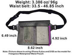 Freegrace Waterproof Pouches with Waist Strap / Pouch Case Bundle Set- Gray