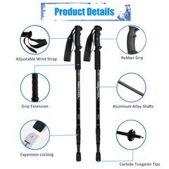 2x Trekking Poles Walking Hiking Sticks Adjustable Nordic Anti-shock Alpenstock