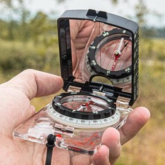 Orienteering Compass with Sighting Mirror – Adjustable Declination for Hiking &