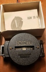 Vtg World Famous Engineers Lensatic Compass No. 111 W/Orig Box AND Instr. Sheet