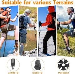 Travel Folding Trekking Hiking Pole with Carrying Case,Collapsible Cane Adjus…