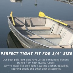 UPTTHOW 2Pcs Rubber Pole Light Storage Clips for Boat to Hold 3/4 black