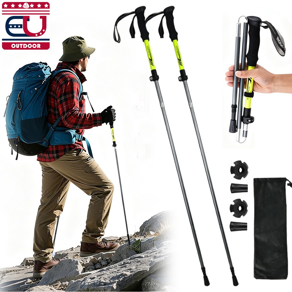 Collapsible Trekking Poles Nordic Walking Sticks Hiking Alpenstock for Men Women