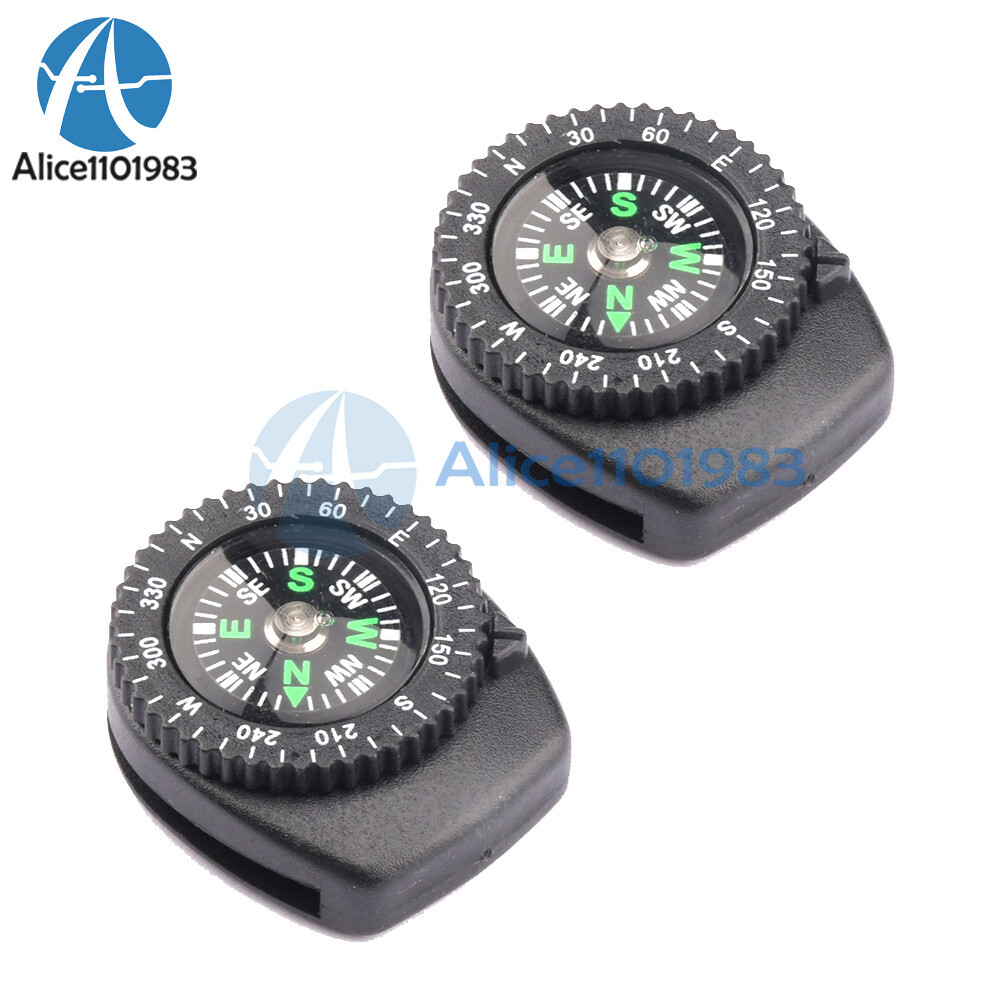 2PCS Mini Clear Liquid-filled Compass w/ Clip Outdoor Molle Backpack Pouches AL