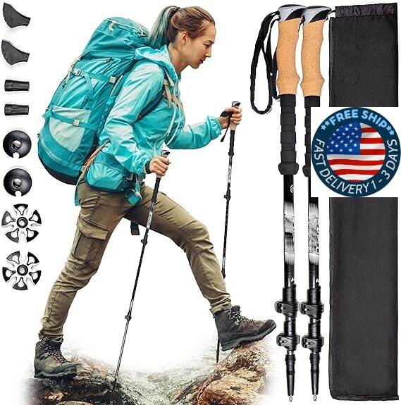 Bastones de trekking de fibra de carbono: bastones de senderismo plegables.neuvo