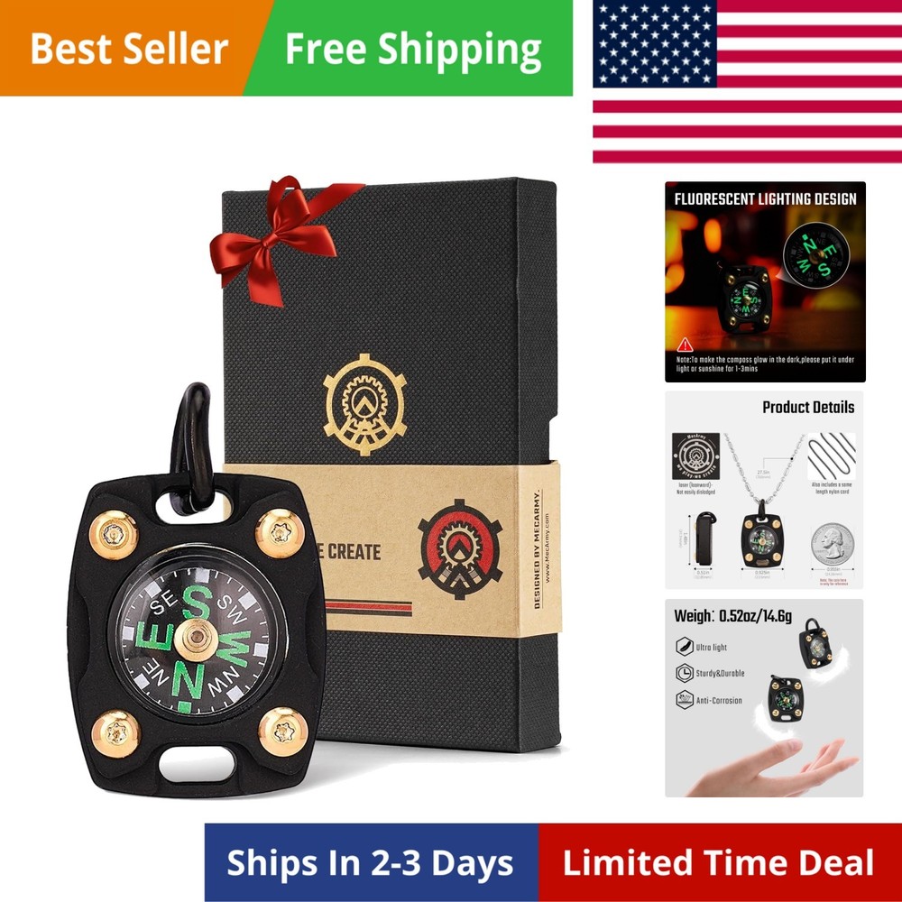 Mini Titanium/Brass Compass, Waterproof Pocket Compass for Hiking & Survival,…