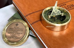 Brass Nautical Antique Brass and Copper Sundial Compass Clock Gift decor Item