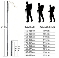 Multi Trekking Poles, Telescopic Folding Trekking Poles With Quick Twist Lock Sy