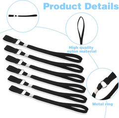 6Pcs Walking Cane Wrist Strap Replacement, Black Elastic Trekking Pole Handle St