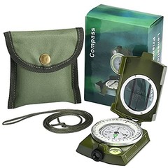 Military Lensatic Sighting Compass Survival with Carrying Bag, Compass for