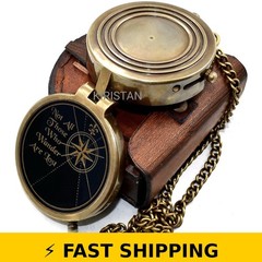 Kiristan Vintage Brass Compass with Leather Case – Inspirational Gift