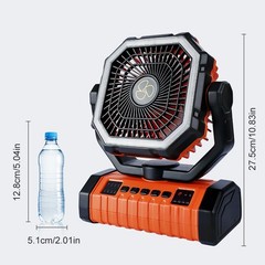 USB Powered Camping Fan Light with Remote 4 Wind Speeds for Fishing Gear